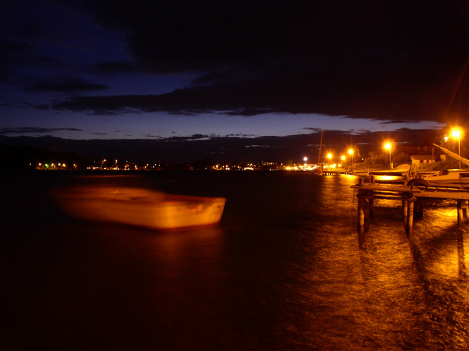 Akwarela - Mikołajki by night