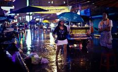 walking in the wet Bangkok