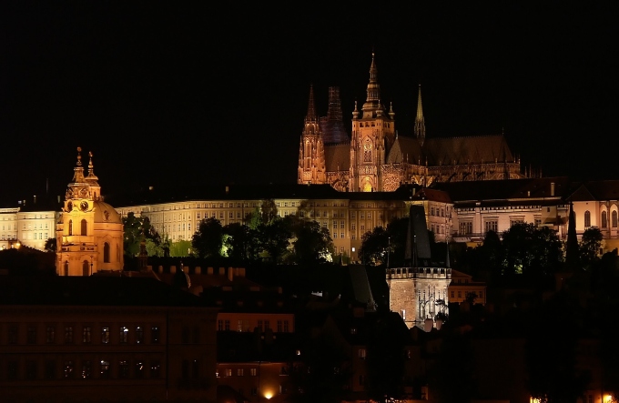 Towers in the dark.