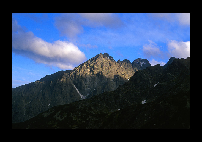 Tatry: Kieżmarski Szczyt o zachodzie słońca