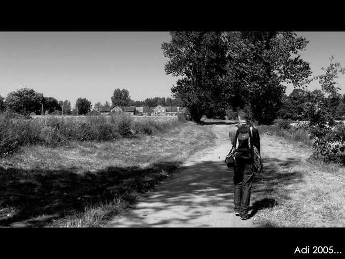 Alone man on the road...