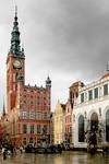 Gdańsk - Ratusz Głównego Miasta po jesiennej ulewie.