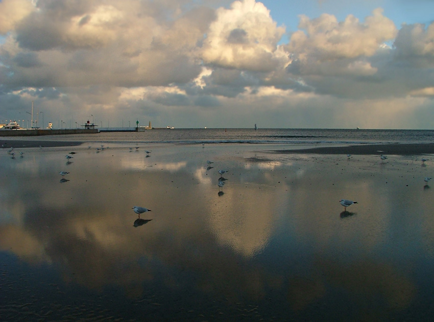 zalana gdyńska plaża .. jeszcze wieje nad Bałtykiem