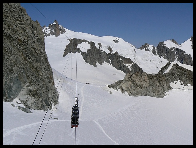 Kolejka łącząca P.Hellbronner z Aiguille du Midi