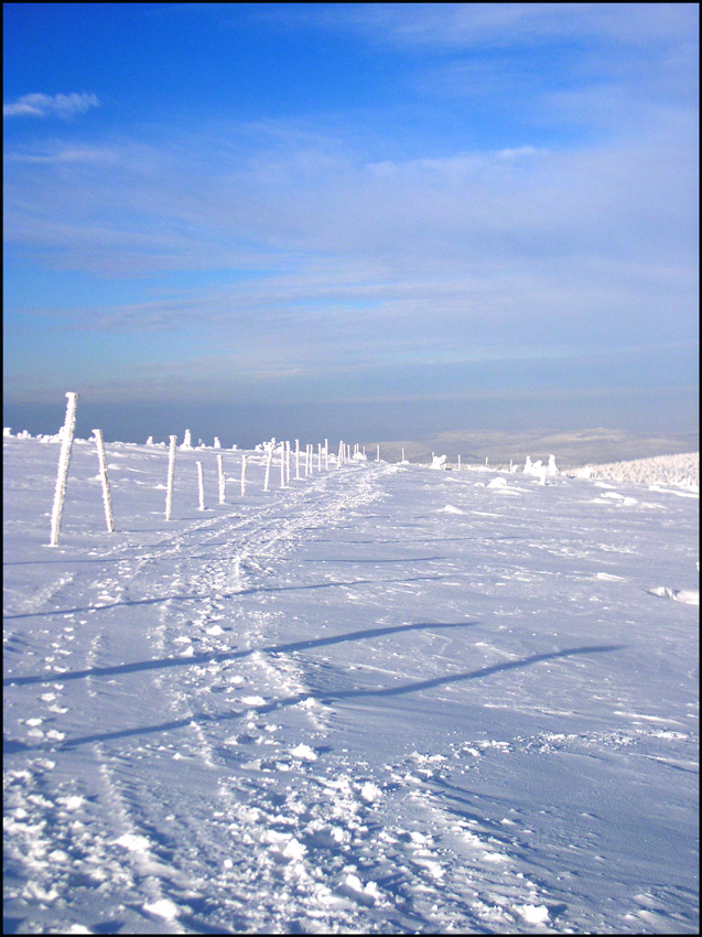 między śniegiem a niebem