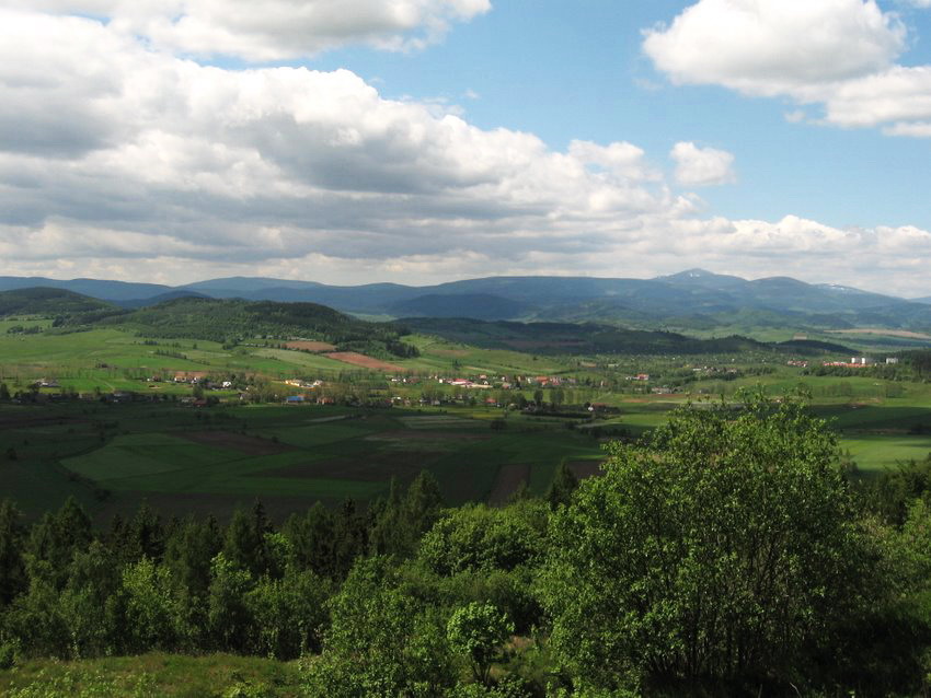 Widok ze śnieżką w tle