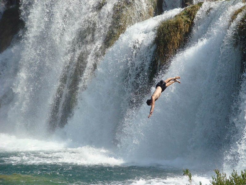 waterfall jump