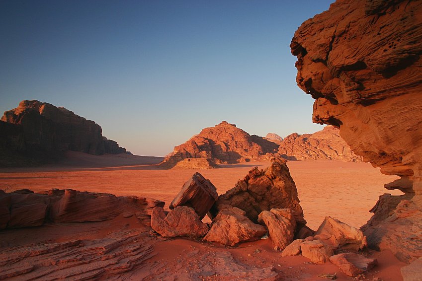 Zachód na pustyni Wadi Rum