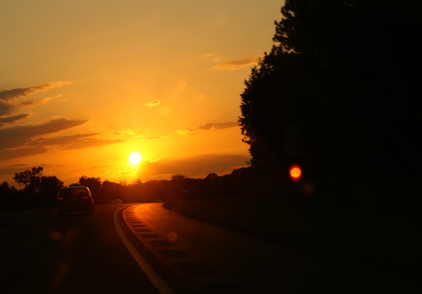 Driving to the sunset