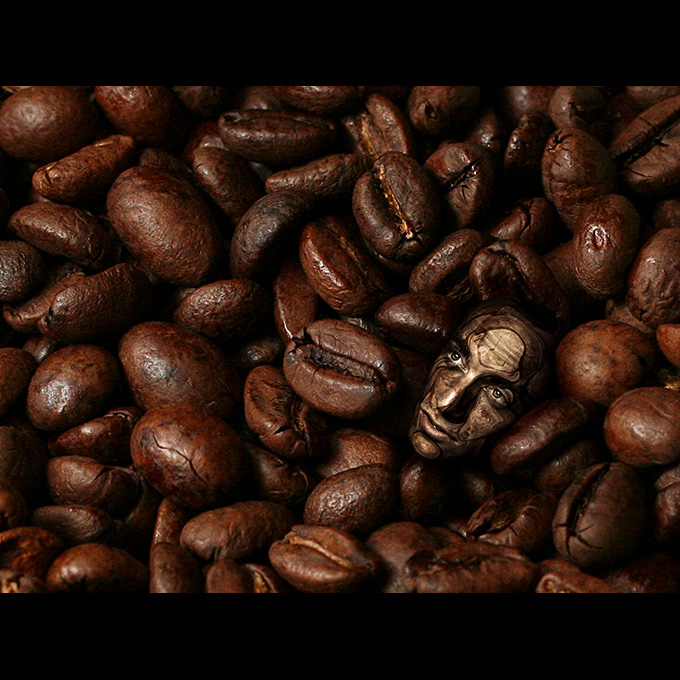 \"Burried in coffee\" - zoom in.