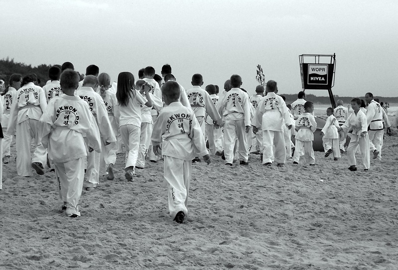 wieczorny trening na plaży