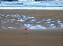 Golfista na plaży w Ballybunion - Irlandia