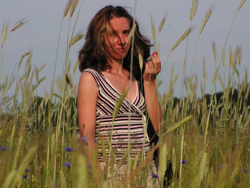 Cornflowers,wheat-rye and woman