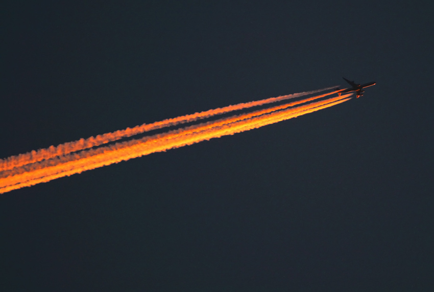 Plane in the evening.