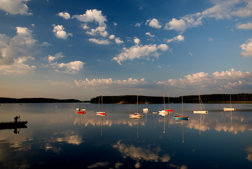 Jezioro, wschód, fotograf