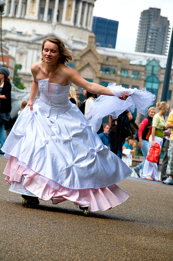 Trash the Dress on Rollerblades