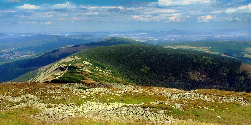 Podczas zejścia ze Śnieżki (1602 m n. p. m.)