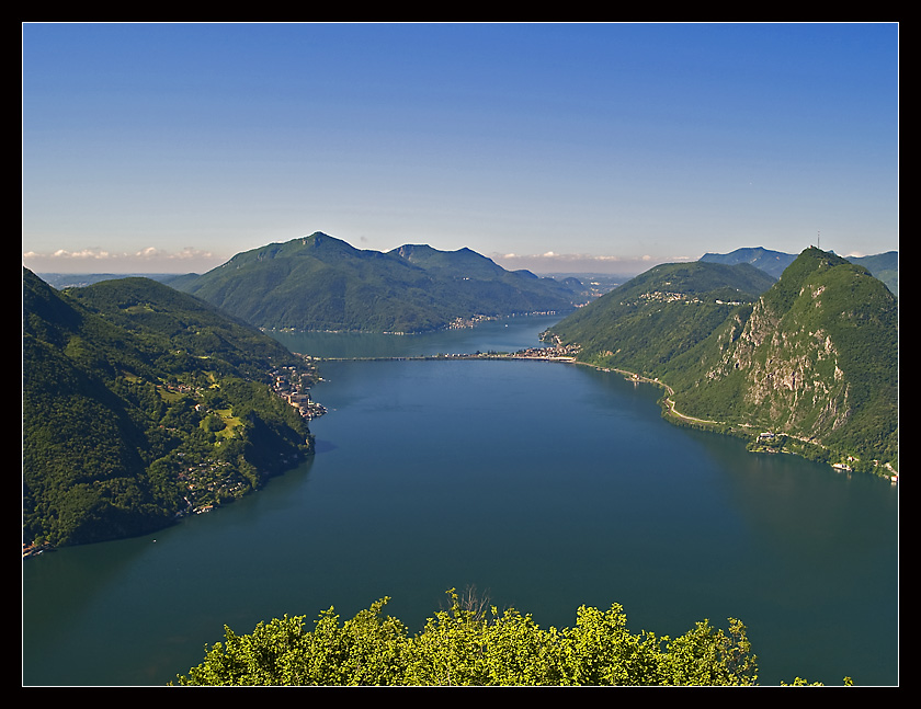 Jezioro Lugano , Szwajcaria , widiok z Monte Bre.