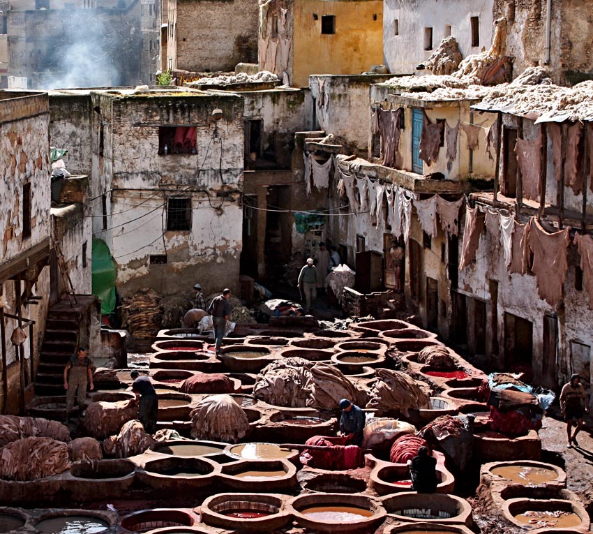 maroko, fez, garbarnia