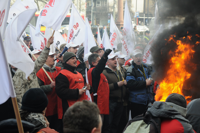 górnicza manifestacja Sierpnia 80