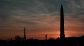 Zachód słońca na Place de la Concorde