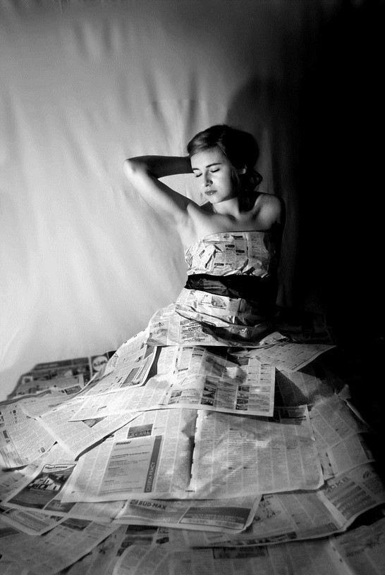 newspaper dress bw