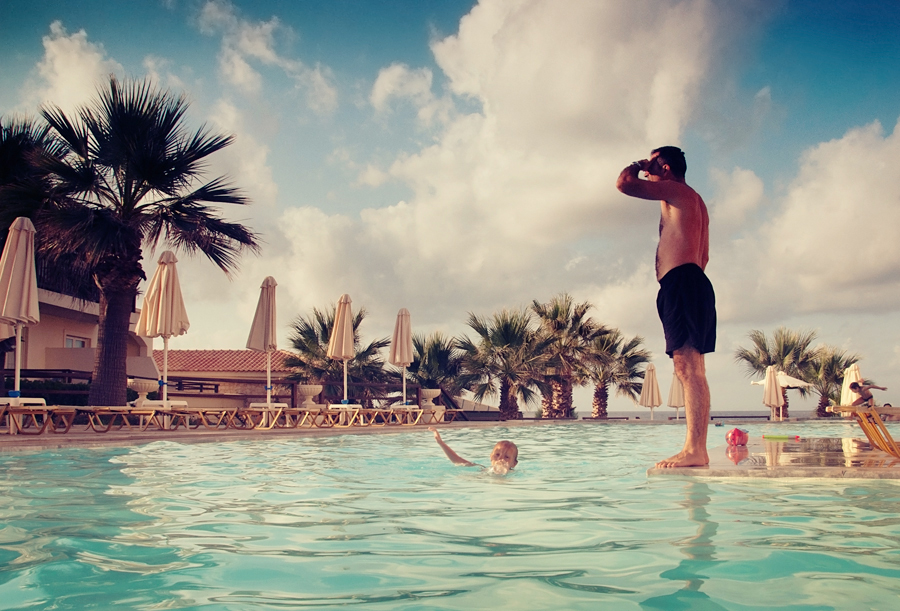 the man at the swimming pool