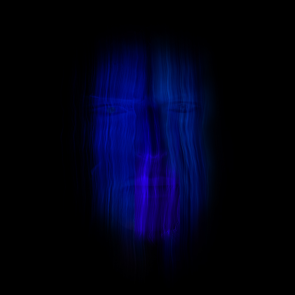 face in blue