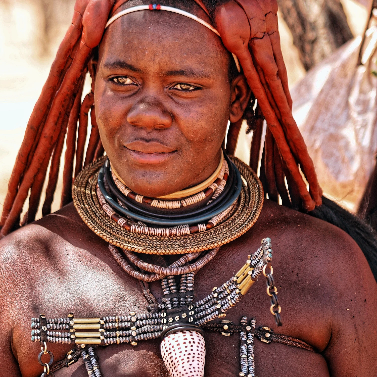 Portret .Wioska ludu Himba.