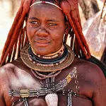 Portret .Wioska ludu Himba.