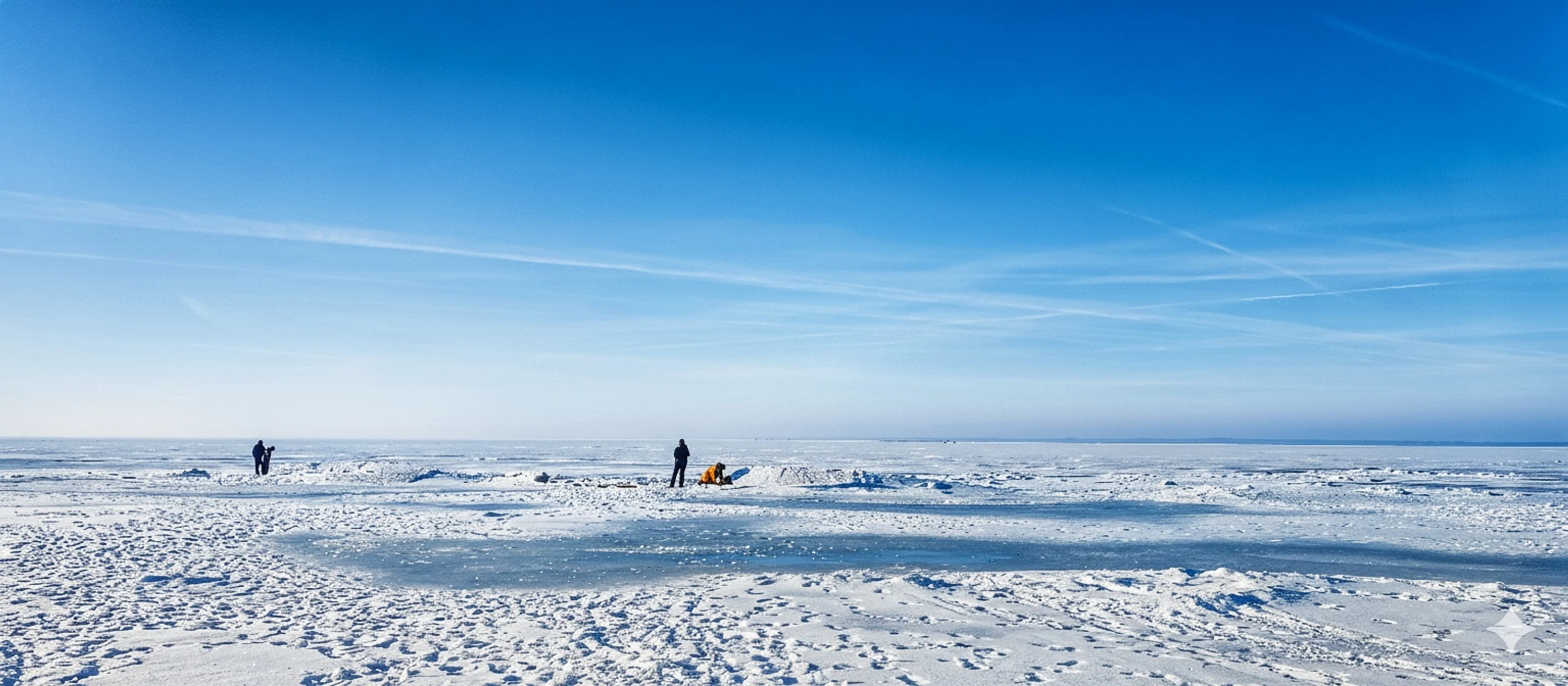 Zalew Wiślany lodową pustynią.