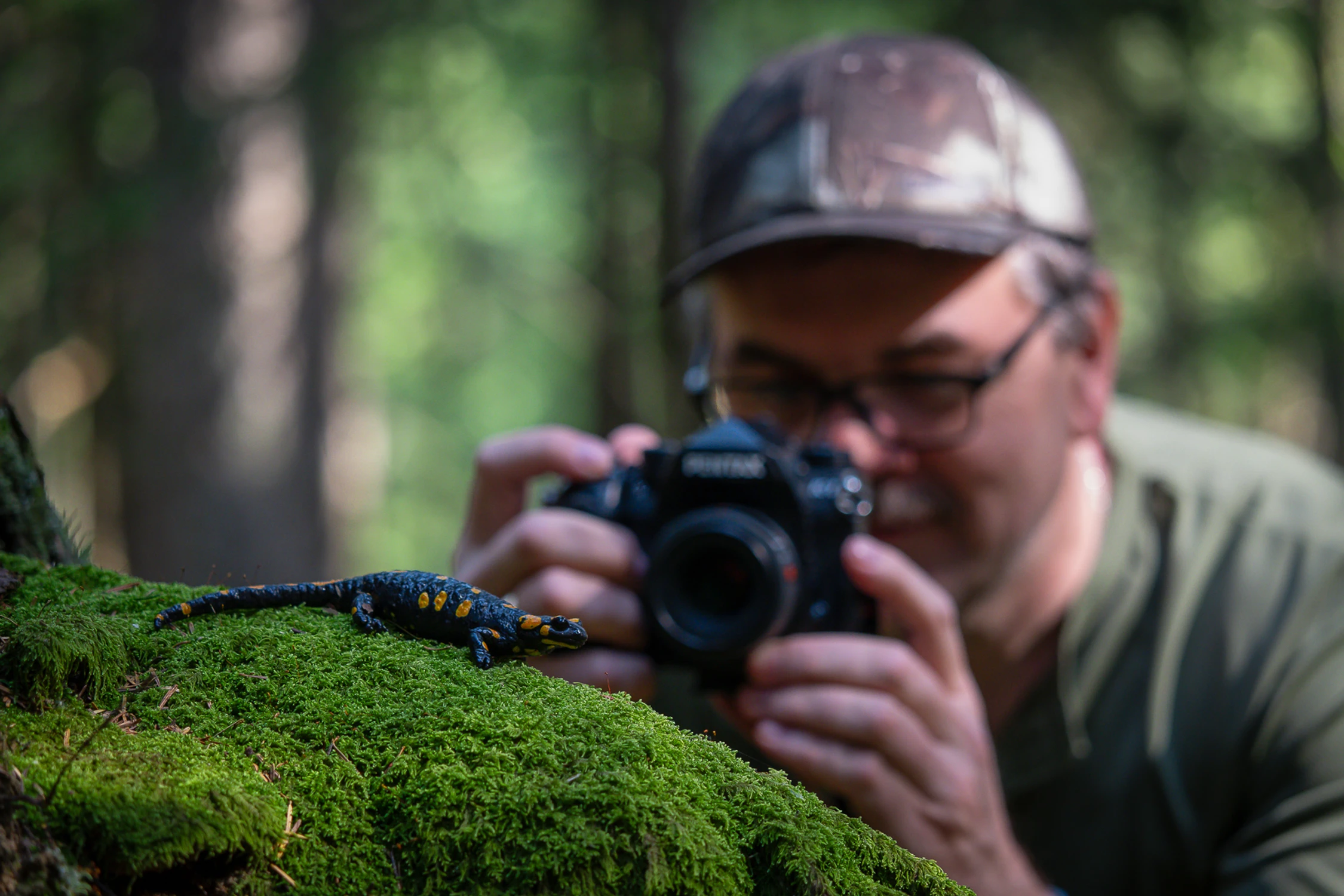 Tak się fotografuje salamandry w Bieszczadach. ;-)